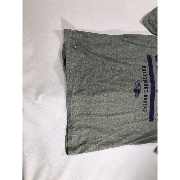 Baltimore Ravens T-Shirt Mens Large Nike Dri-Fit Grey Rise And Conquer NFL Tee - Picture 2 of 6
